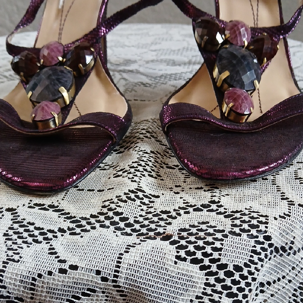 Kate Spade Purple Strappy Sandals with Gem Stone Accents - Picture 6 of 8